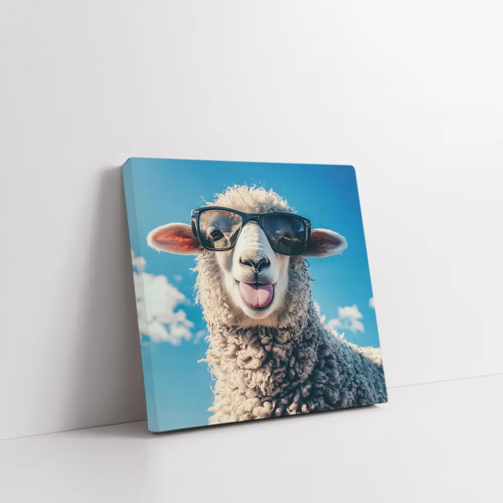 Cool Sheep Wearing Sunglasses Blue Sky – Wall Art