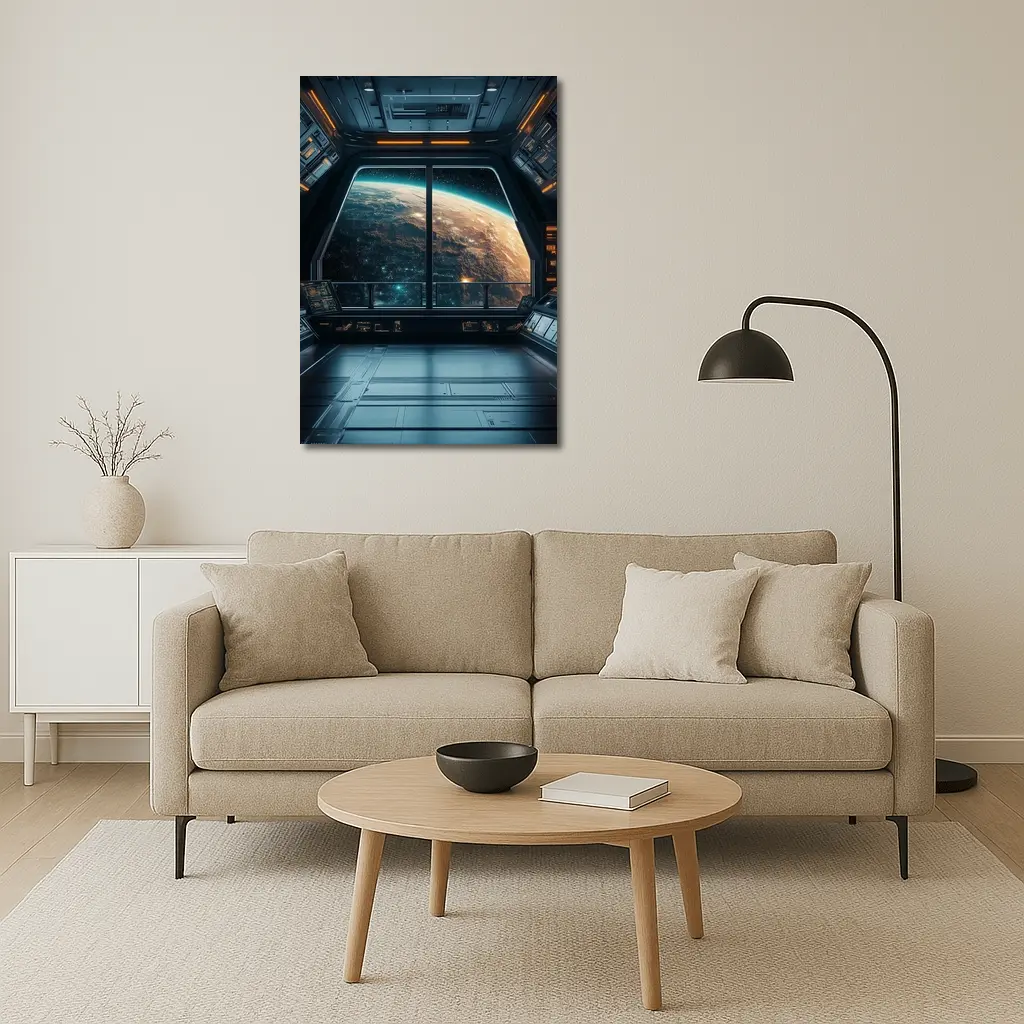 Spaceship Window View Planet Earth Space – Wall Art