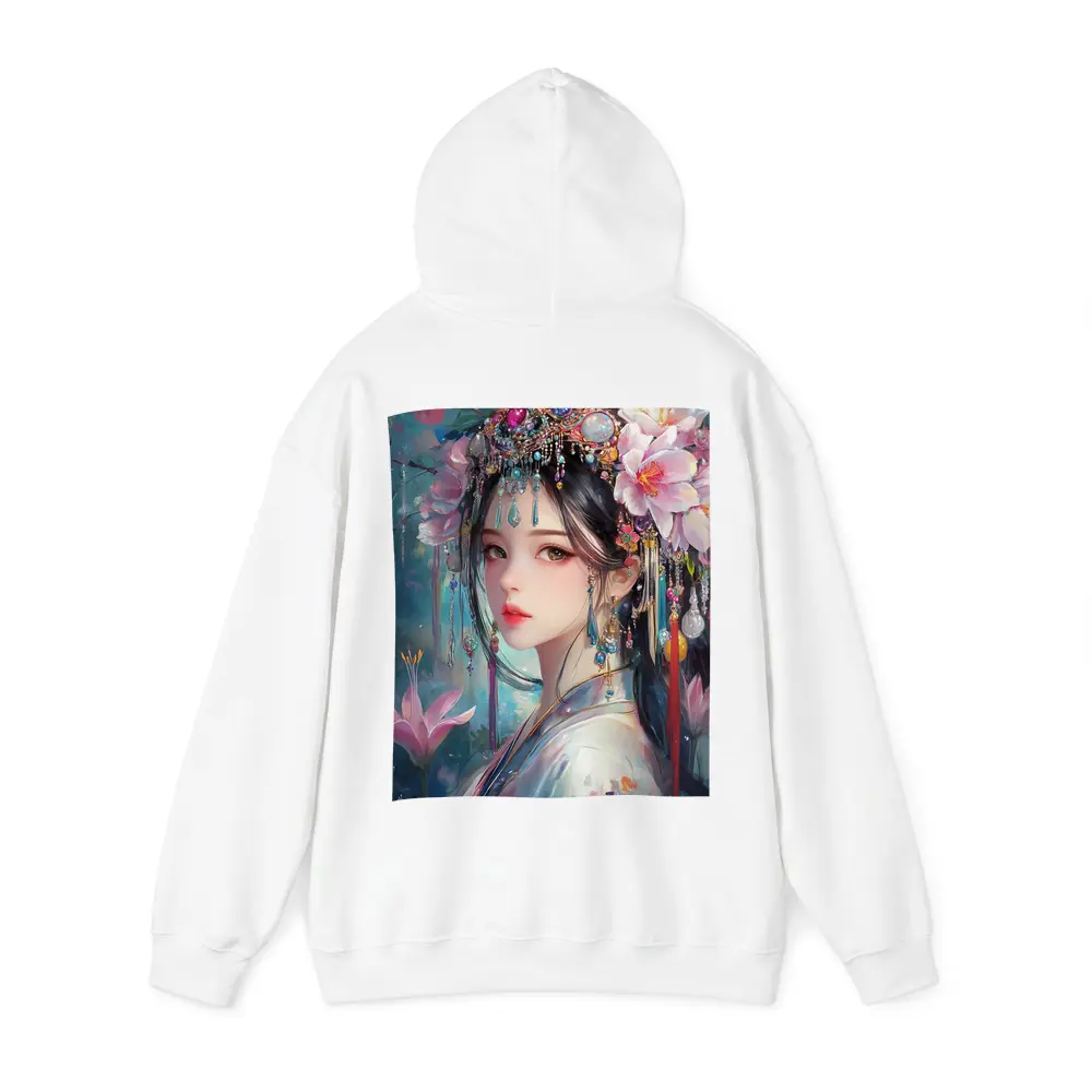 Chinese Fantasy Girl Floral Jeweled Headdress Art – Hoodies