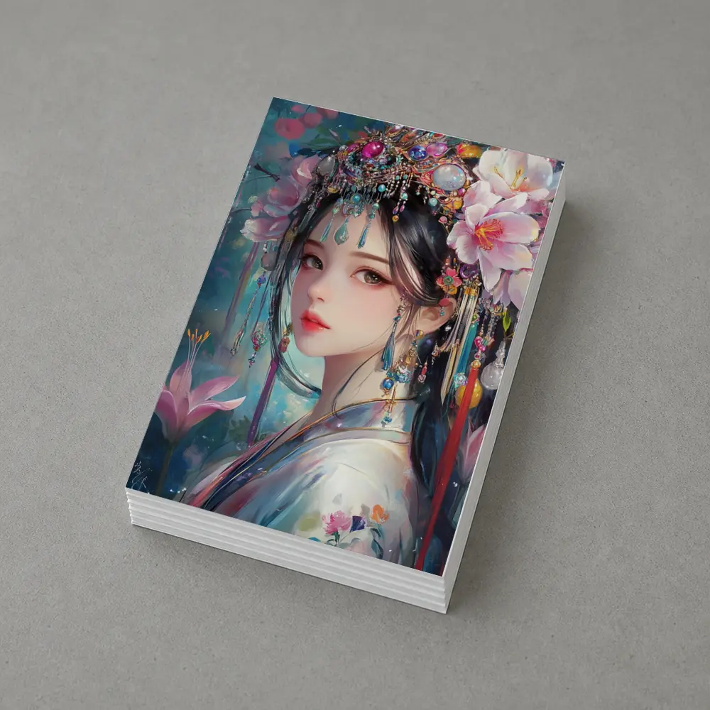 Chinese Fantasy Girl Floral Jeweled Headdress Art – Postcards