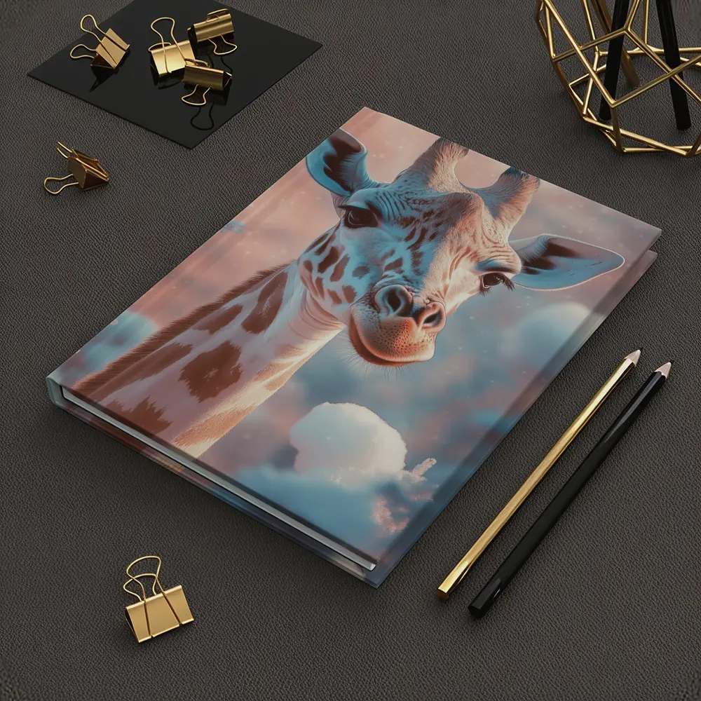 Giraffe Portrait Soft Pink Winter Snow – Notebooks