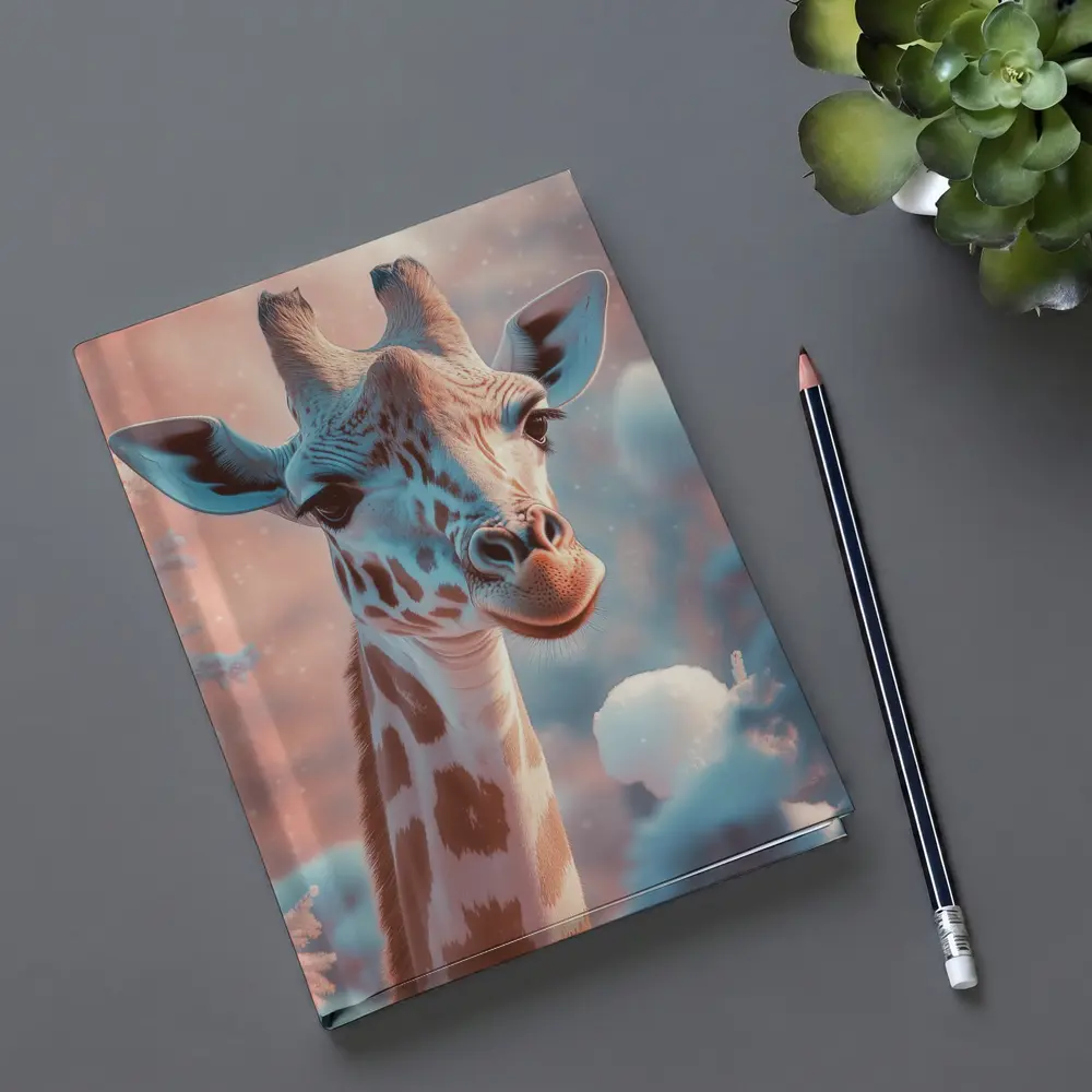 Giraffe Portrait Soft Pink Winter Snow – Notebooks
