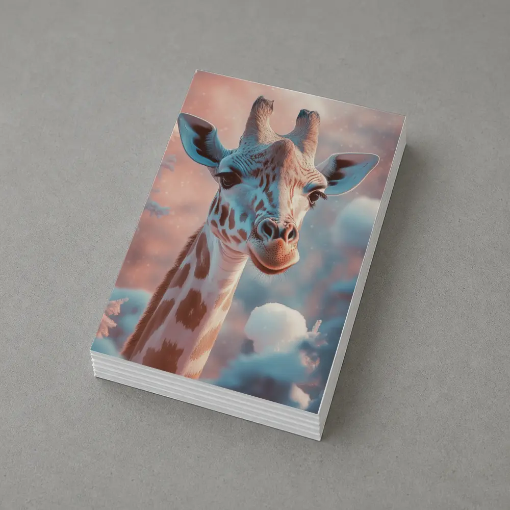 Giraffe Portrait Soft Pink Winter Snow – Postcards