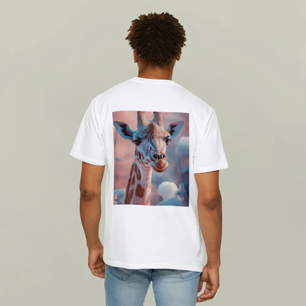 Giraffe Portrait Soft Pink Winter Snow – T-Shirts