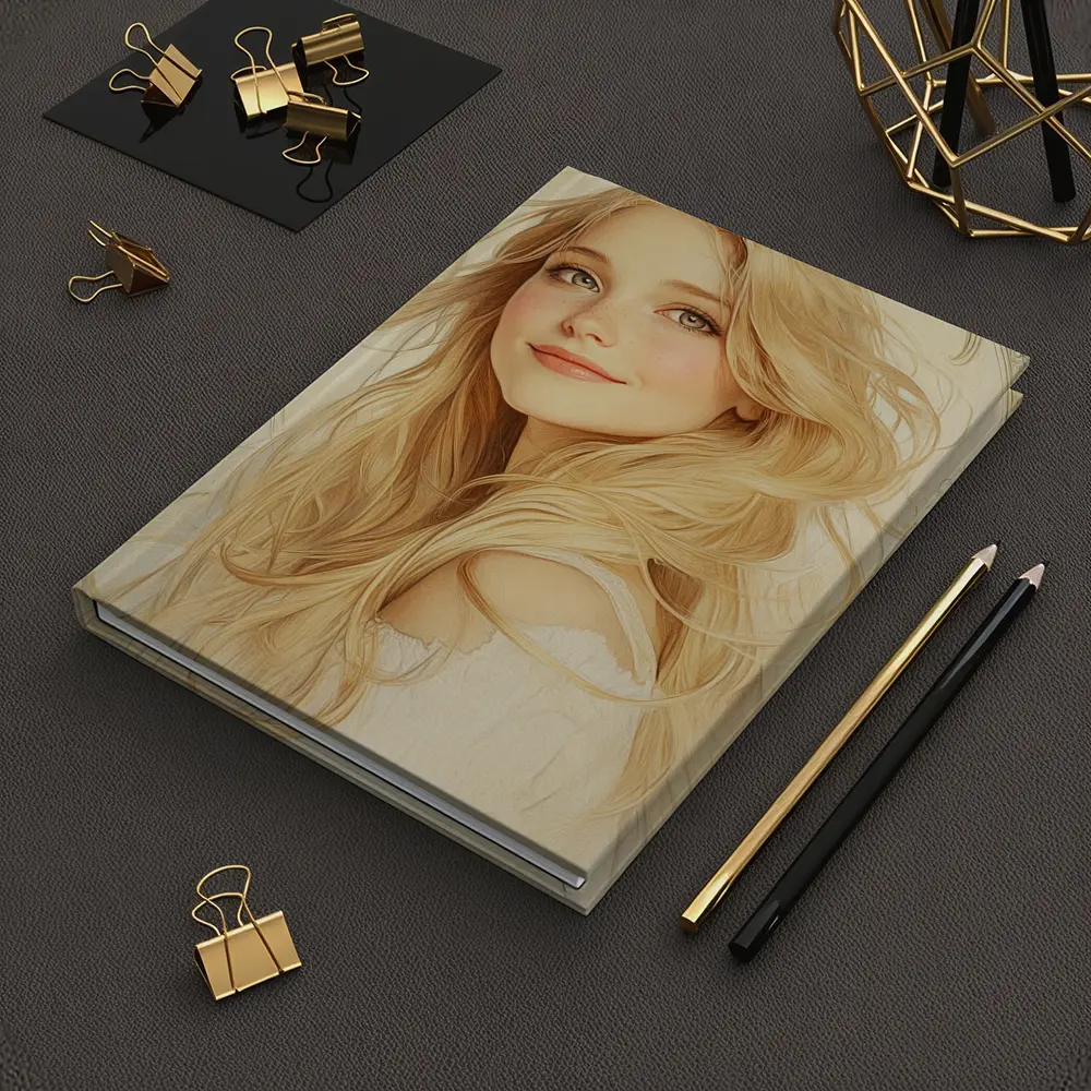 Blonde Girl Art Nouveau Soft Beige Portrait – Notebooks