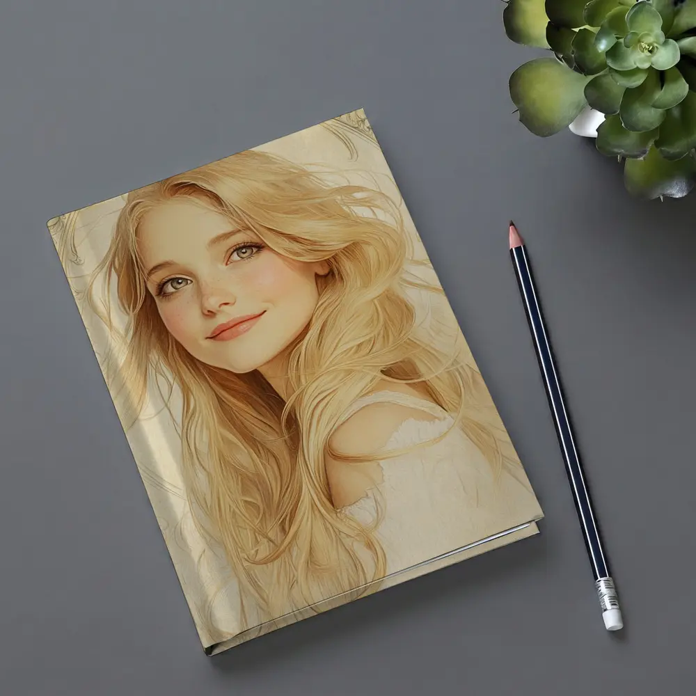 Blonde Girl Art Nouveau Soft Beige Portrait – Notebooks