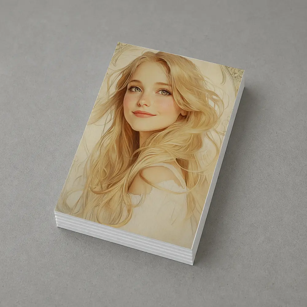 Blonde Girl Art Nouveau Soft Beige Portrait – Postcards