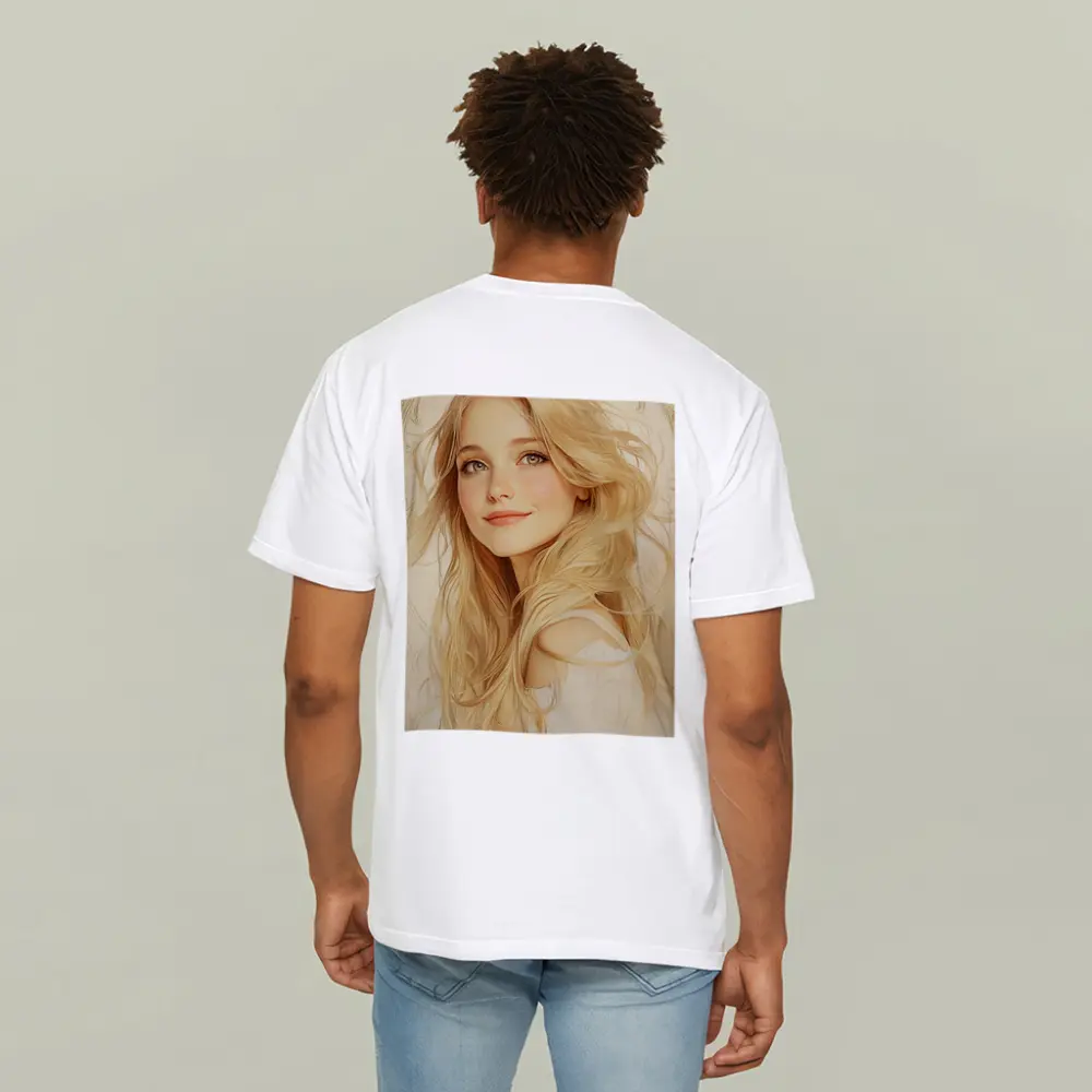 Blonde Girl Art Nouveau Soft Beige Portrait – T-Shirts