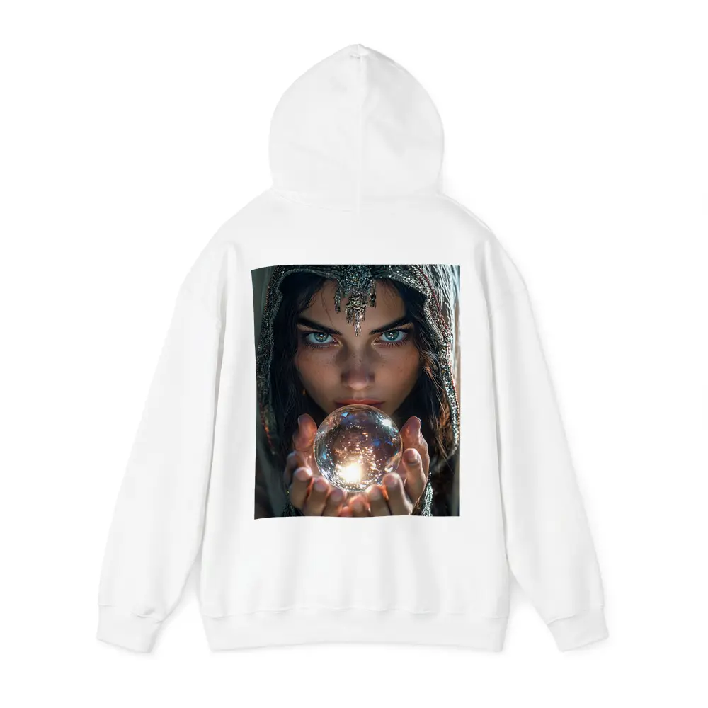 Mystic Woman Holding Glowing Crystal Ball – Hoodies