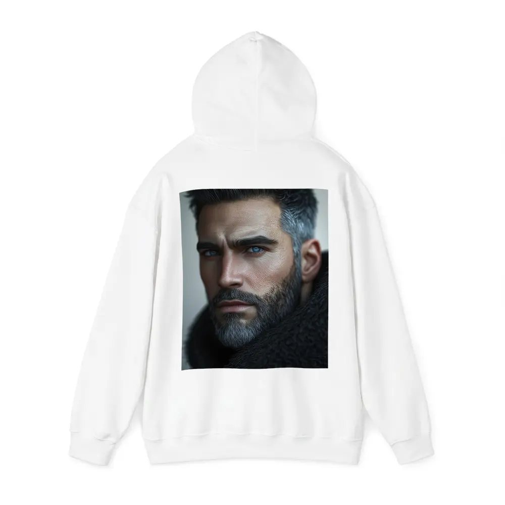 Silver Haired Man Blue Eyes Dark Portrait – Hoodies