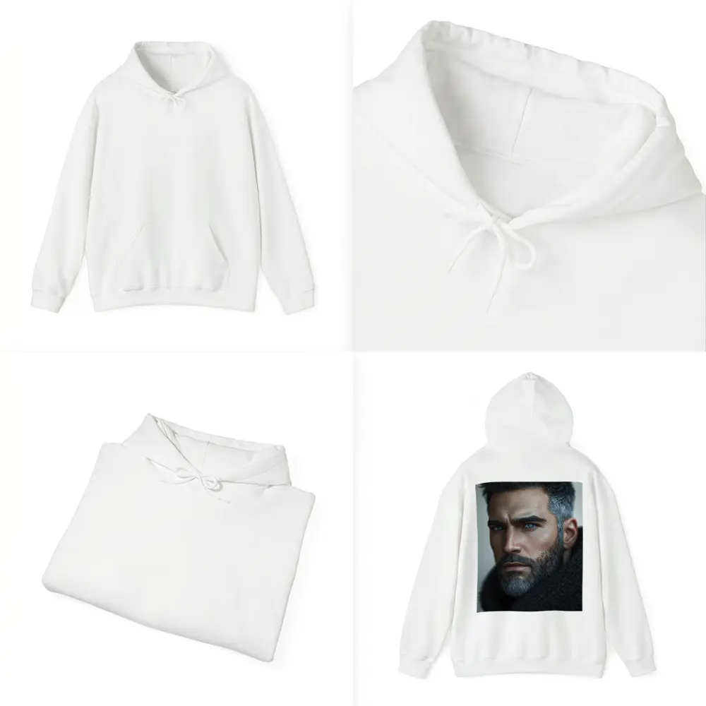 Silver Haired Man Blue Eyes Dark Portrait – Hoodies