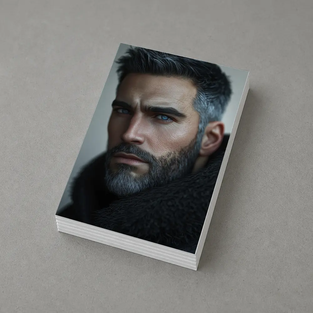 Silver Haired Man Blue Eyes Dark Portrait – Postcards