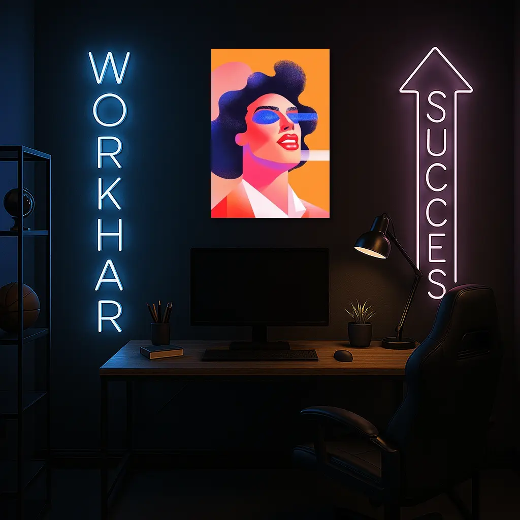 Bold Woman Portrait Geometric Pop Art Orange – Wall Art