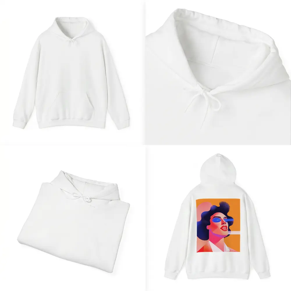 Bold Woman Portrait Geometric Pop Art Orange – Hoodies