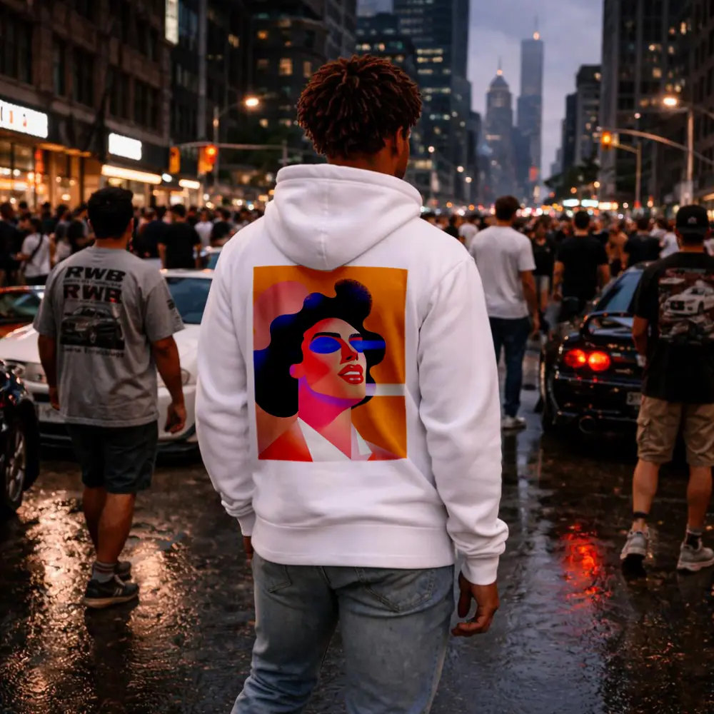 Bold Woman Portrait Geometric Pop Art Orange – Hoodies