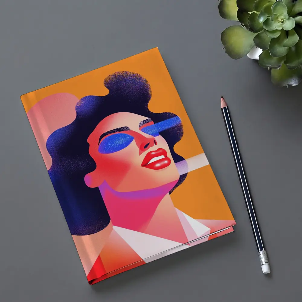 Bold Woman Portrait Geometric Pop Art Orange – Notebooks