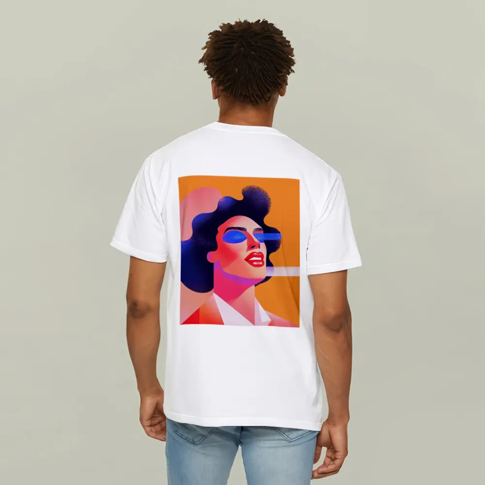 Bold Woman Portrait Geometric Pop Art Orange – T-Shirts