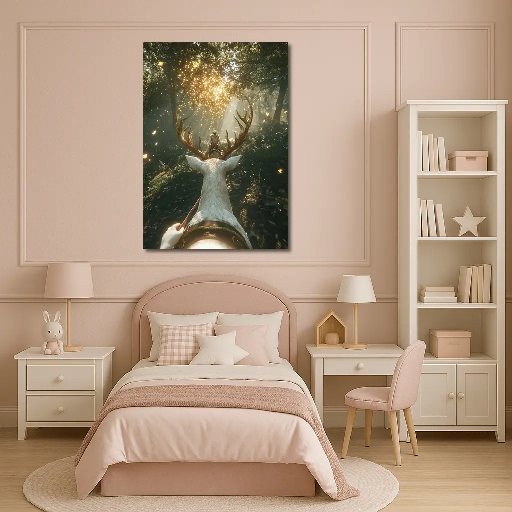 Rider On White Stag Enchanted Forest – Wall Art