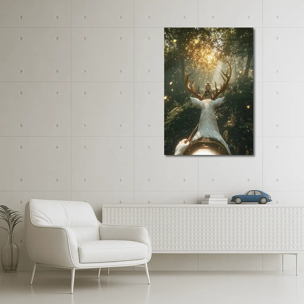 Rider On White Stag Enchanted Forest – Wall Art