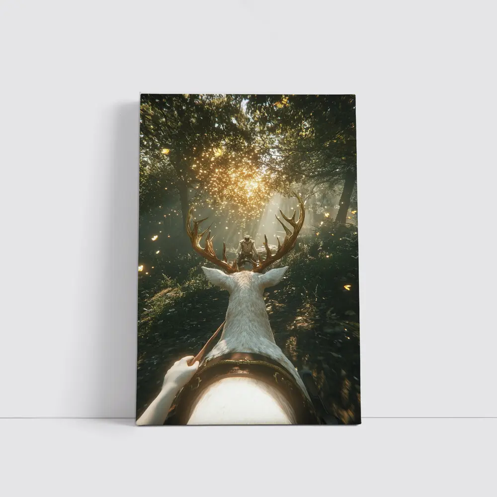 Rider On White Stag Enchanted Forest – Wall Art