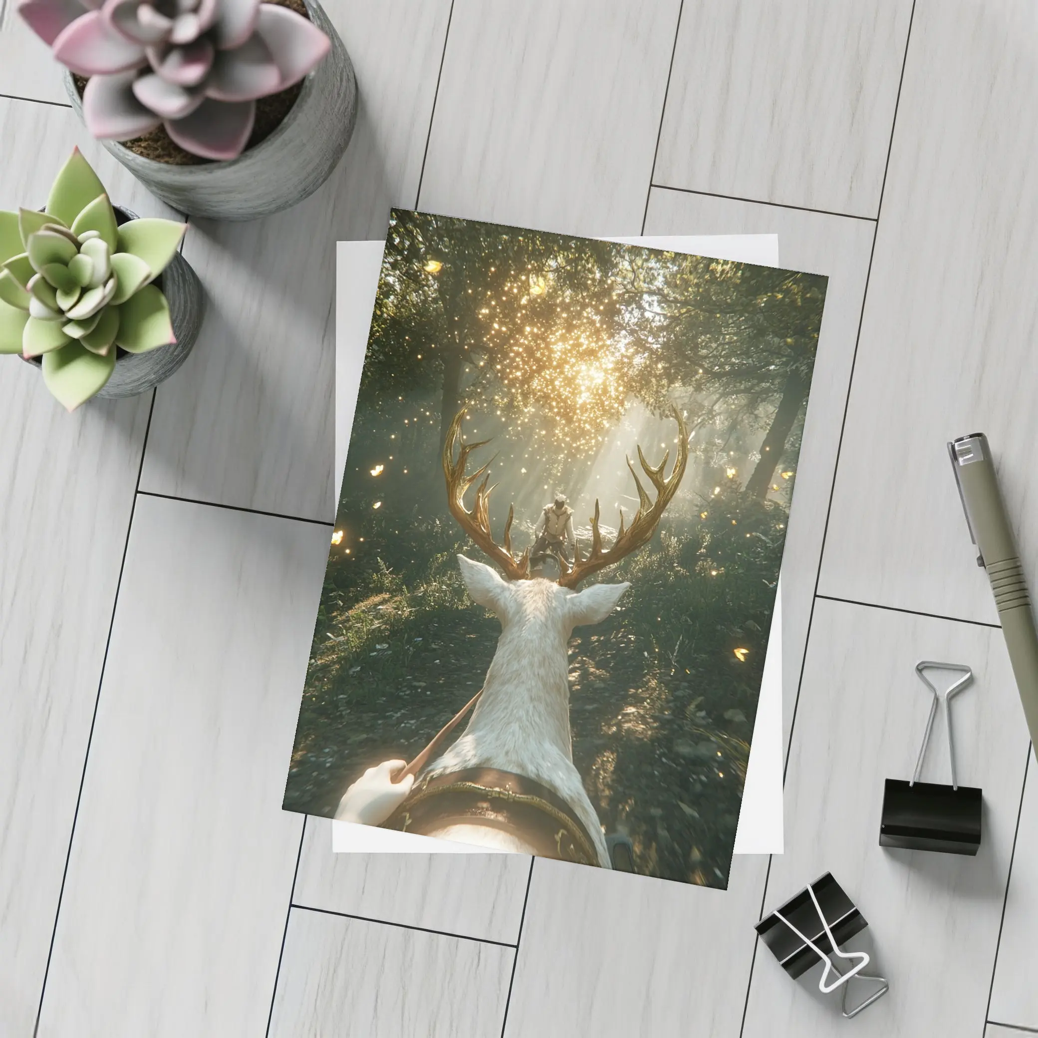 Rider On White Stag Enchanted Forest – Postcards