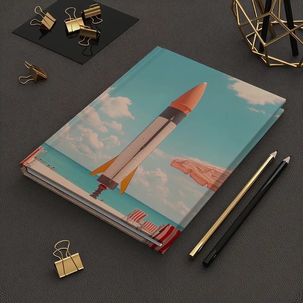 Retro Rocket On Sunny Beach Summer – Notebooks