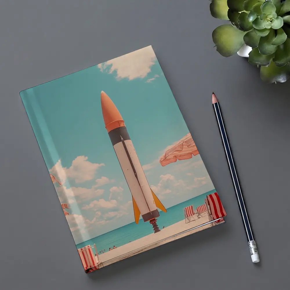 Retro Rocket On Sunny Beach Summer – Notebooks