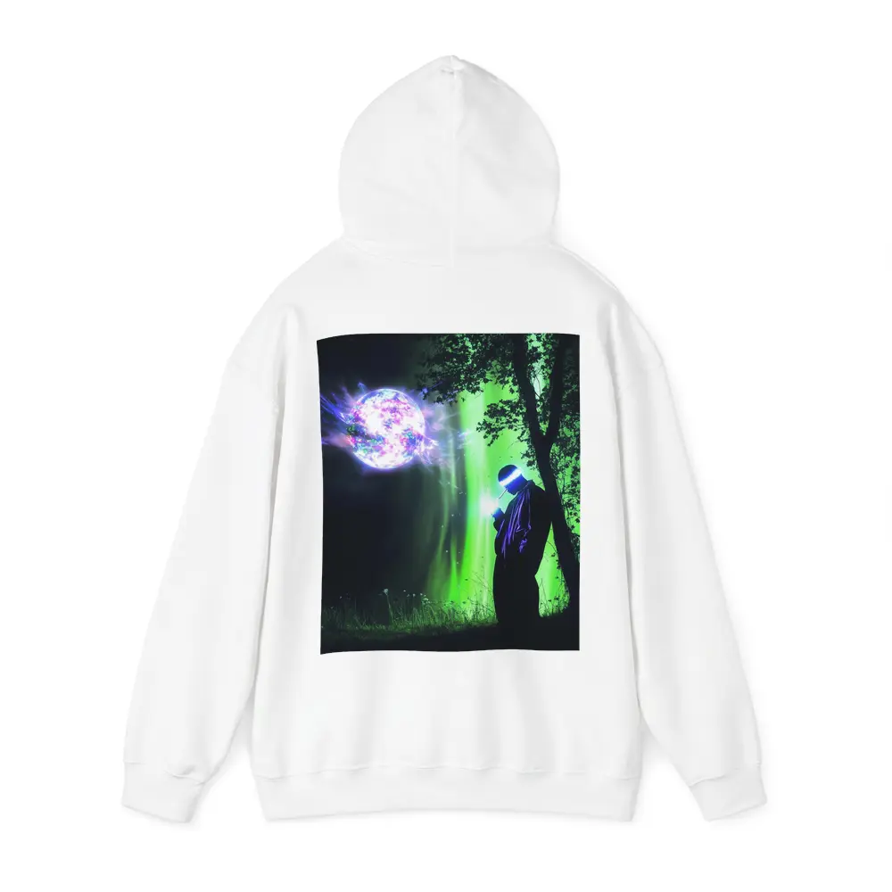 Cyberpunk Wizard Glowing Orb Dark Forest – Hoodies