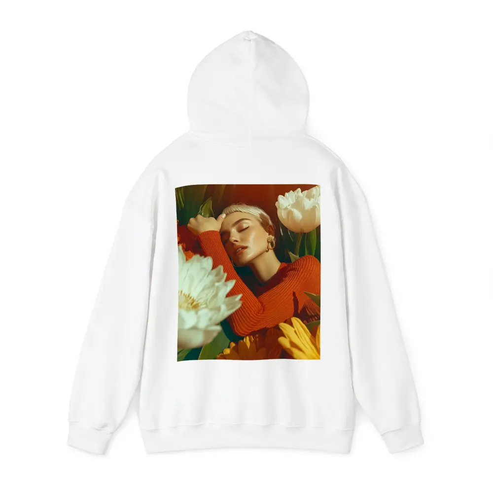 Woman Surrounded By White Yellow Flowers – Hoodies