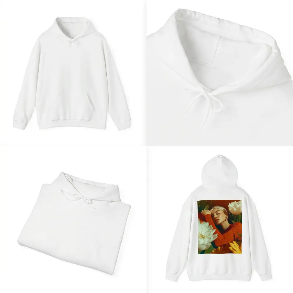 Woman Surrounded By White Yellow Flowers – Hoodies