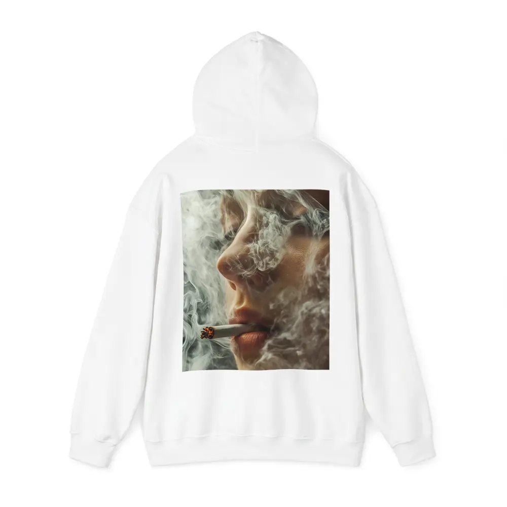 Woman Smoking Cigarette Surrounded by Smoke – Hoodies