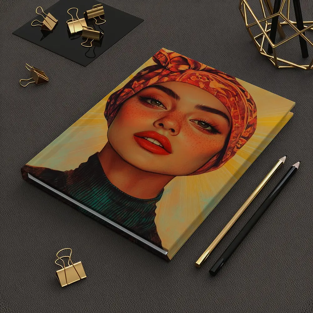 Woman Turban Portrait Warm Sunray Background – Notebooks