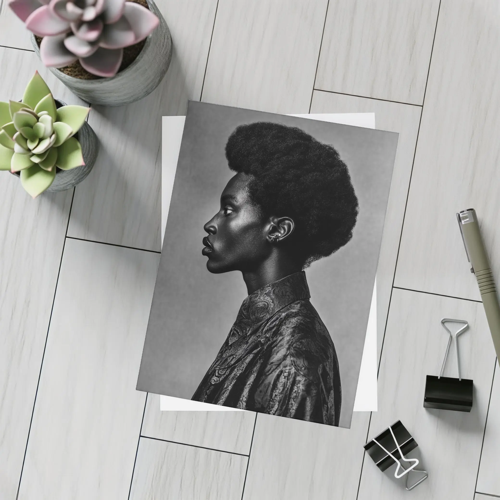 Black and White Side Profile Portrait Photography – Postcards