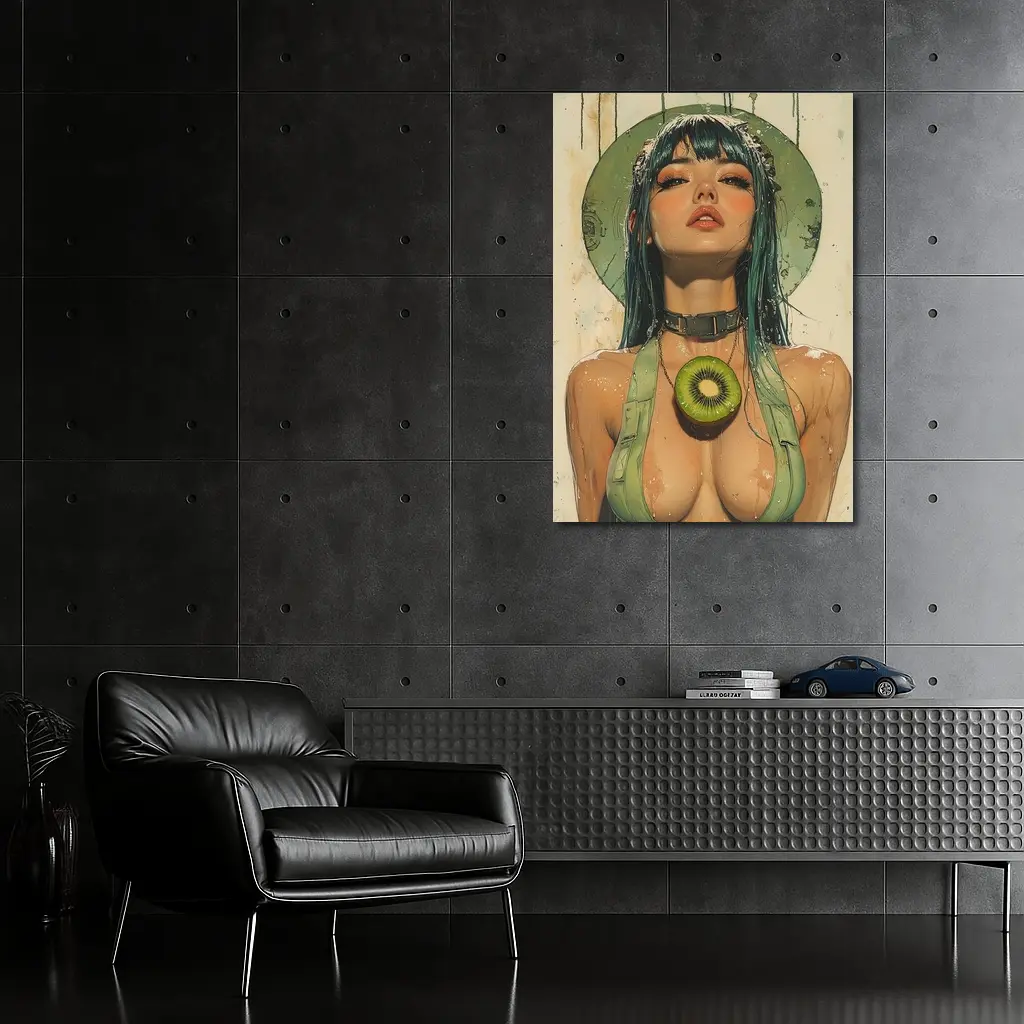 Anime Girl Teal Hair Kiwi Pop Art – Wall Art