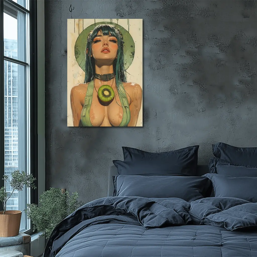 Anime Girl Teal Hair Kiwi Pop Art – Wall Art
