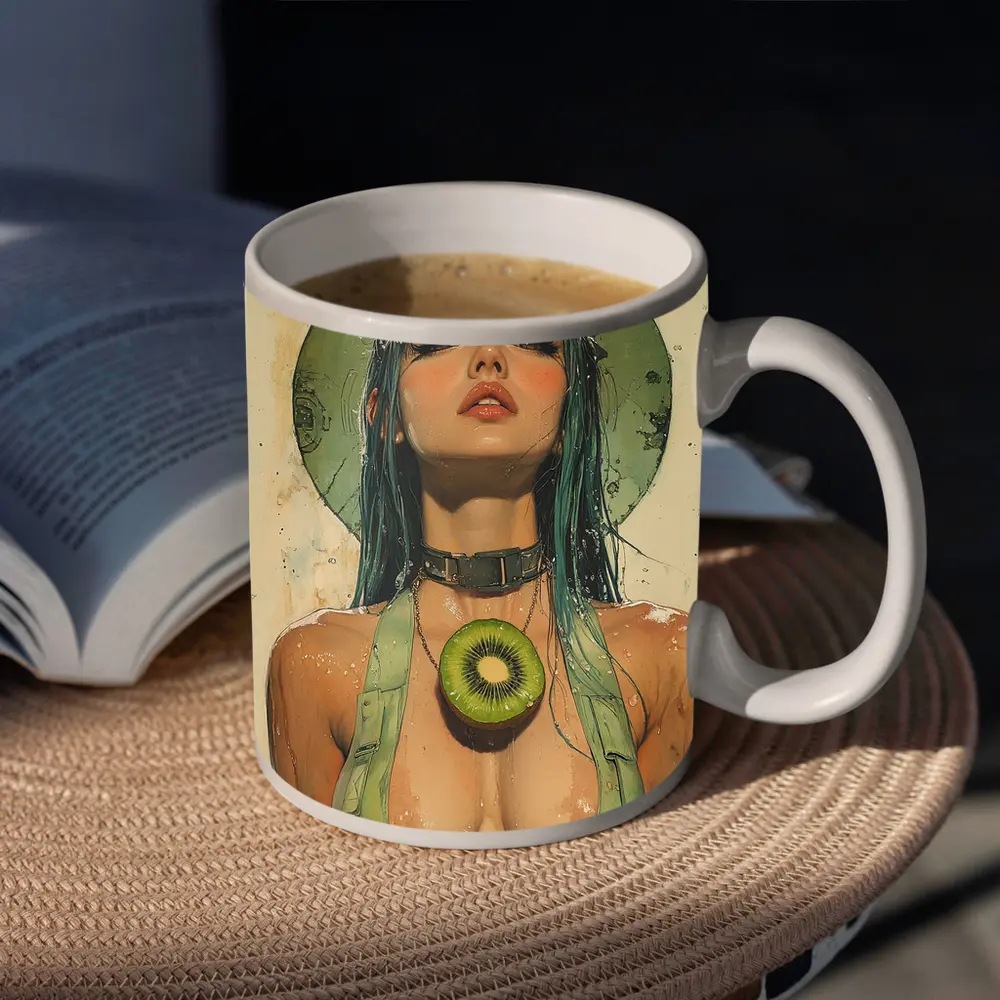 Anime Girl Teal Hair Kiwi Pop Art – Mugs