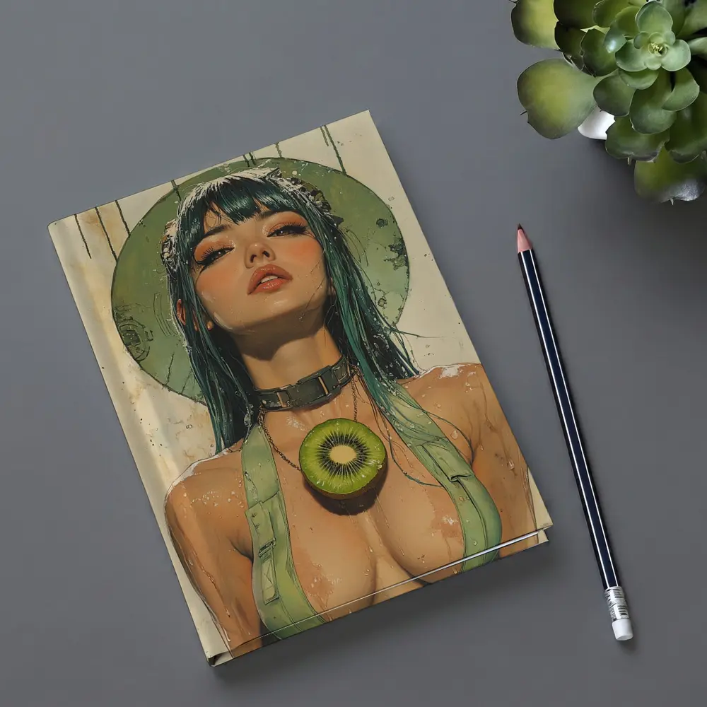 Anime Girl Teal Hair Kiwi Pop Art – Notebooks