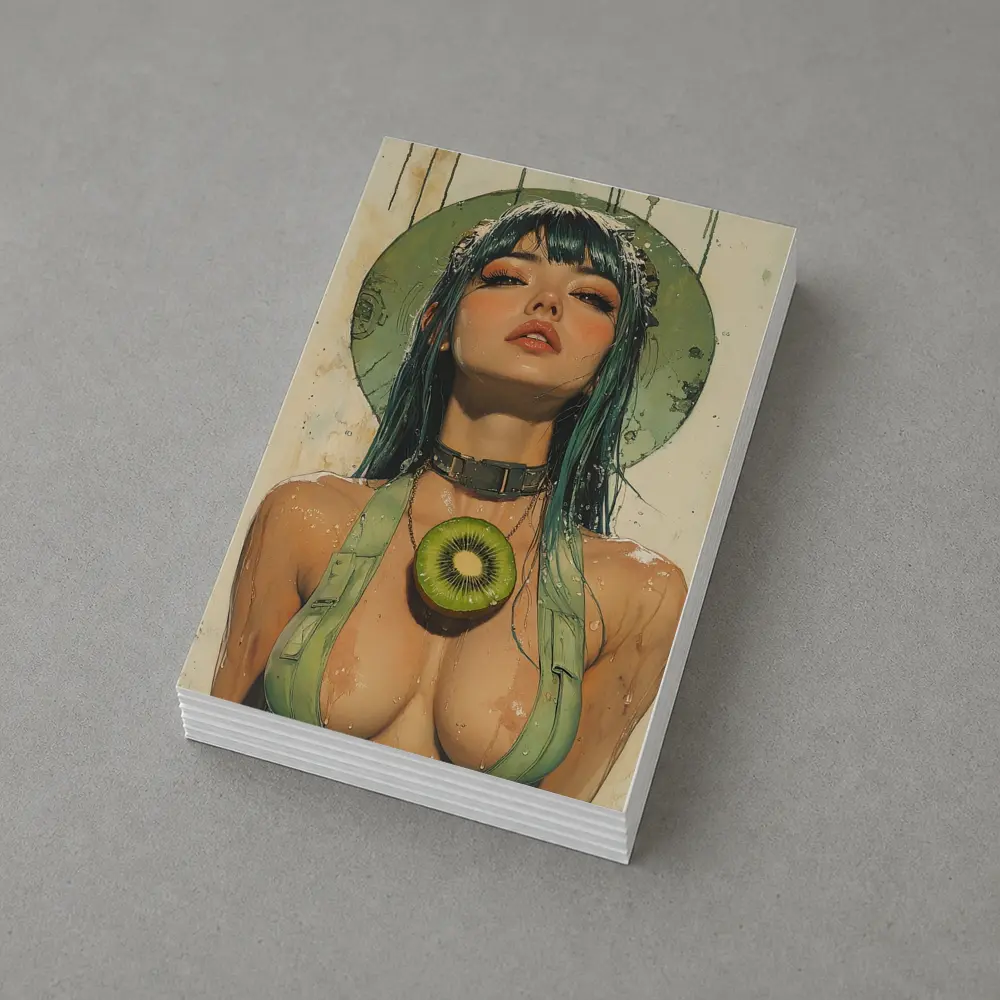 Anime Girl Teal Hair Kiwi Pop Art – Postcards