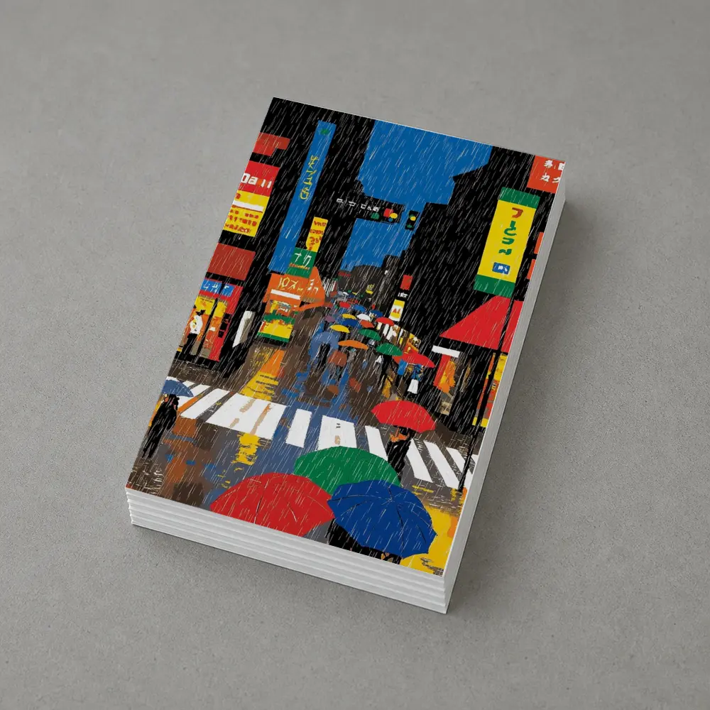 Rainy Tokyo Street Scene Colorful Umbrellas – Postcards