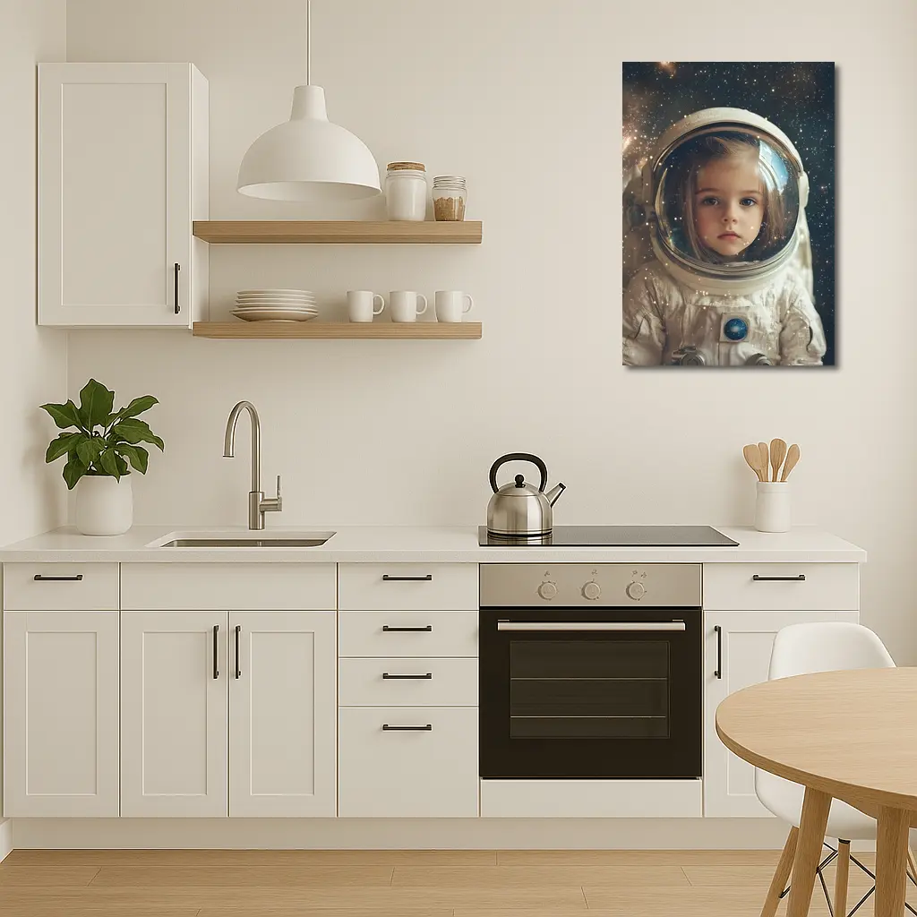 Little Girl Astronaut Stars Galaxy Portrait – Wall Art