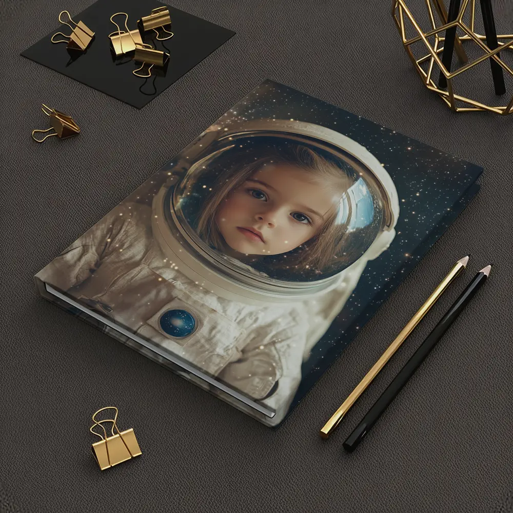 Little Girl Astronaut Stars Galaxy Portrait – Notebooks