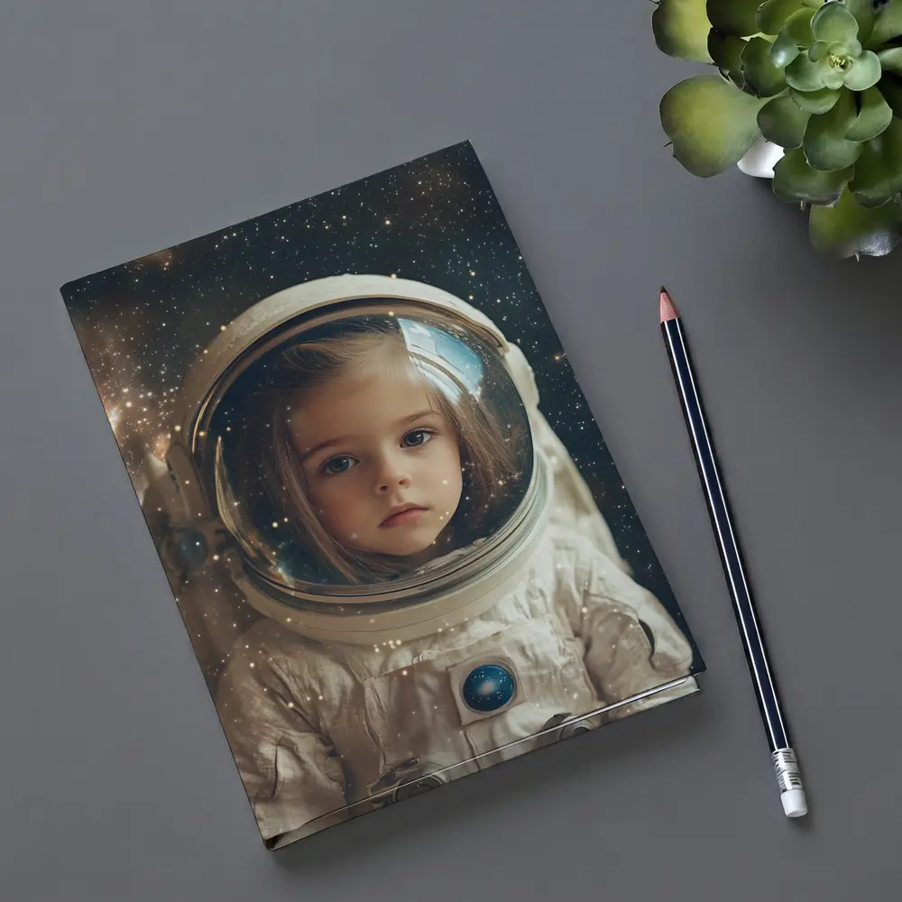 Little Girl Astronaut Stars Galaxy Portrait – Notebooks
