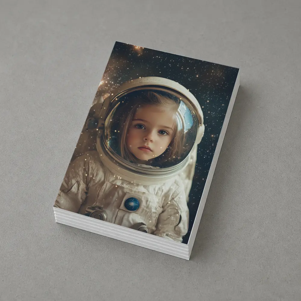 Little Girl Astronaut Stars Galaxy Portrait – Postcards
