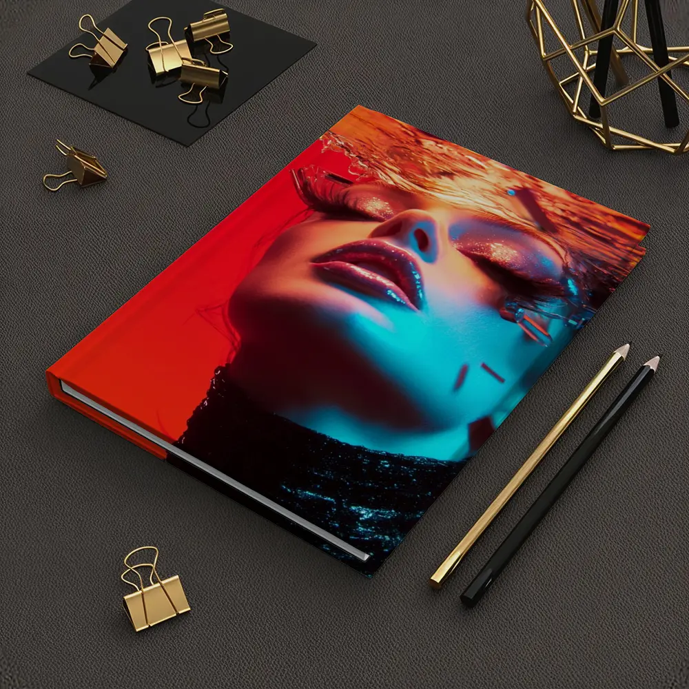 Woman Underwater Red Blue Neon Fashion – Notebooks