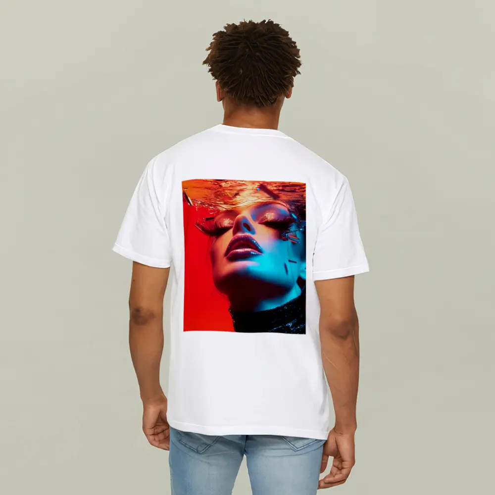 Woman Underwater Red Blue Neon Fashion – T-Shirts