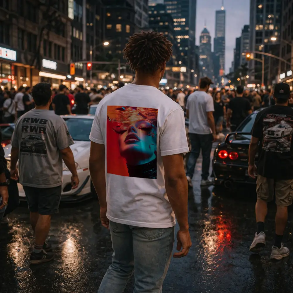 Woman Underwater Red Blue Neon Fashion – T-Shirts