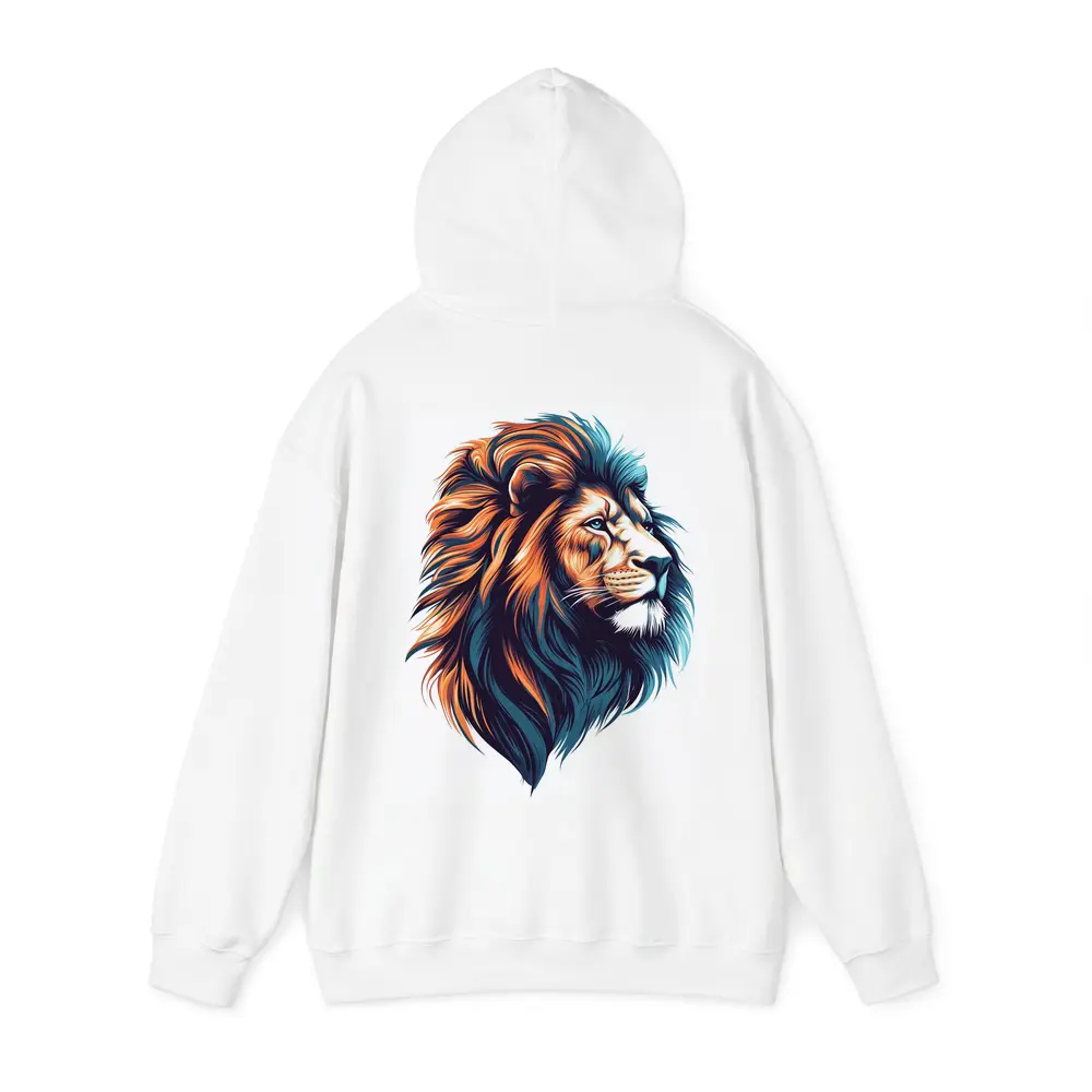 Colorful Lion Head Portrait Illustration White Background – Hoodies