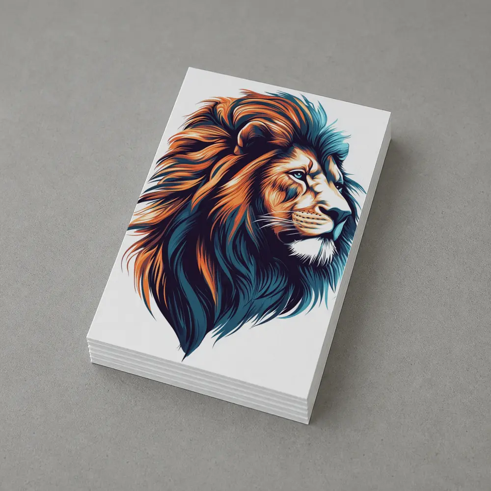 Colorful Lion Head Portrait Illustration White Background – Postcards