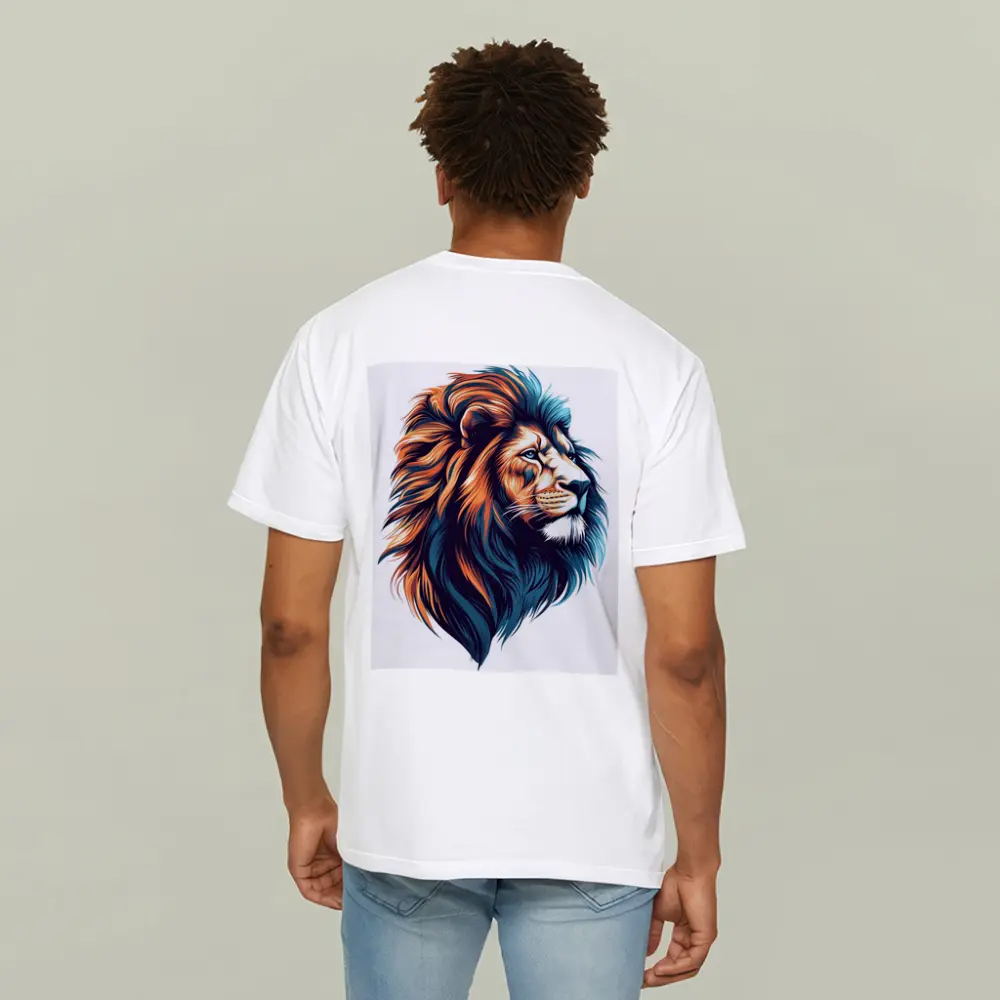 Colorful Lion Head Portrait Illustration White Background – T-Shirts