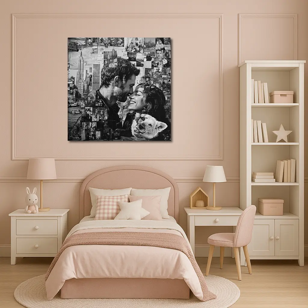Couple Collage Black White New York City – Wall Art